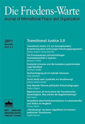 FW – Heft 1-2/2011, Jg. 86 von Debiel,  Tobias, Rittberger,  Volker, Tomuschat,  Christian, von Arnauld,  Andreas