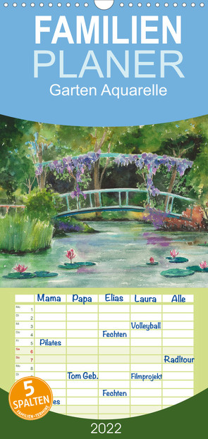 Familienplaner Garten Aquarelle (Wandkalender 2022 , 21 cm x 45 cm, hoch) von Krause,  Jitka