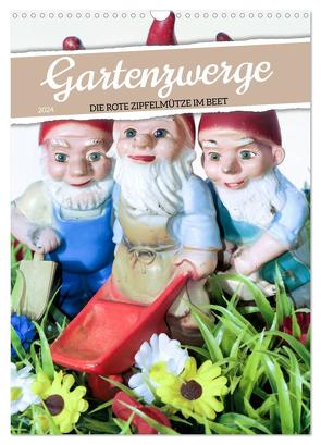 Gartenzwerge: Die rote Zipfelmütze im Beet (Wandkalender 2024 DIN A3 hoch), CALVENDO Monatskalender von CALVENDO,  CALVENDO