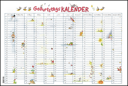 Geburtstags-Wandplaner Cartoon – Geburtstagskalender (49,5 x 33,5) – Jahresunabhängig