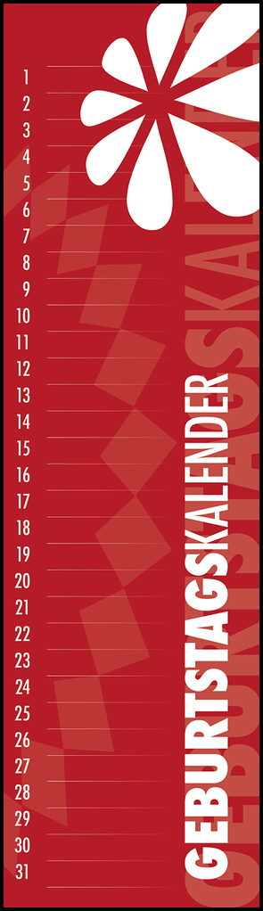 Geburtstagskalender Mini – Wandkalender (9,5 x 33) – immer währender Kalender – eine Spalte – einfaches Design