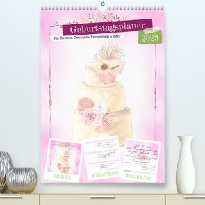 Geburtstagsplaner Boho Rosa – Für Termine, Geschenke, Eventdetails & mehr (Premium, hochwertiger DIN A2 Wandkalender 2023, Kunstdruck in Hochglanz) von MD-Publishing