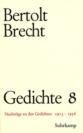 Gedichte VIII von Brecht,  Bertolt