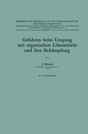 Gefahren beim Umgang mit organischen Lösemitteln und ihre Bekämpfung von Wenzel,  Johannes