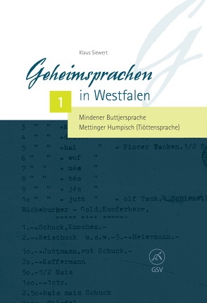 Geheimsprachen in Westfalen 1 von Siewert,  Klaus