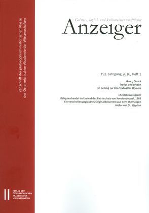 Geistes-, sozial-und kulturwissenschaftlicher Anzeiger 151. Jahrgang 2016, Heft 1 von Österreichische Akademie d. Wissenschaften