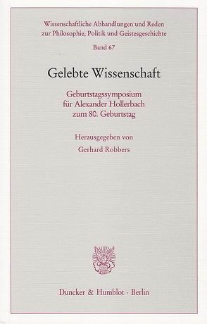 Gelebte Wissenschaft. von Robbers,  Gerhard