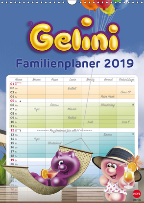 Gelini Familienplaner (Wandkalender 2019 DIN A3 hoch) von Media GmbH,  KIDDINX