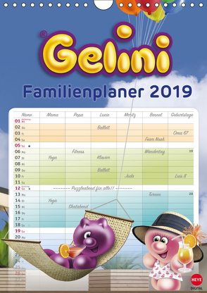 Gelini Familienplaner (Wandkalender 2019 DIN A4 hoch) von Media GmbH,  KIDDINX