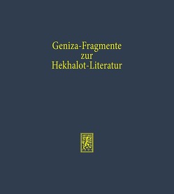 Geniza-Fragmente zur Hekhalot-Literatur von Schaefer,  Peter