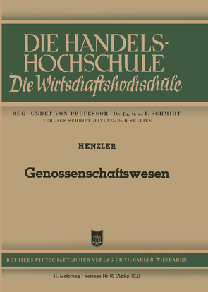 Genossenschaftswesen von Henzler,  Reinhold