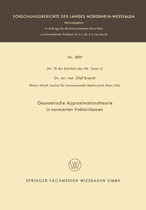 Geometrische Approximationstheorie in normierten Vektorräumen von Brandt,  Olaf