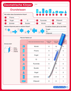 Geometrische Körper – Grundwissen – wiederbeschreibbare Lerntafel mit Stift von Langhans,  Katrin