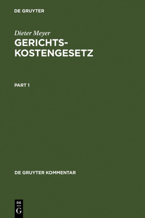 Gerichtskostengesetz von Meyer,  Dieter