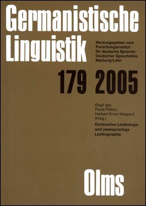 Germanistische Linguistik / Kontrastive Lexikologie und Zweisprachige Lexikographie von Debus,  Friedhelm, Igla,  Birgit, Knoop,  Ulrich, Petkov,  Pavel, Putschke,  Wolfgang, Schmitt,  Ludwig E, Wiegand,  Herbert E