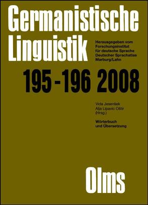 Germanistische Linguistik / Wörterbuch und Übersetzung von Debus,  Friedhelm, Jesensek,  Vida, Knoop,  Ulrich, Lipavic Ostir,  Alja, Putschke,  Wolfgang, Schmitt,  Ludwig E, Wiegand,  Herbert E