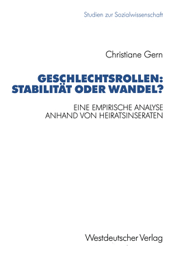 Geschlechtsrollen: Stabilität oder Wandel? von Gern,  Christiane