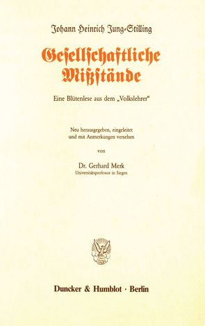 Gesellschaftliche Mißstände. von Jung-Stilling,  Johann Heinrich