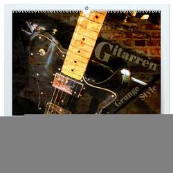 Gitarren – Grunge Style (hochwertiger Premium Wandkalender 2024 DIN A2 quer), Kunstdruck in Hochglanz von Bleicher,  Renate