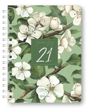 Glamour Planner White Flowers 2021- Diary – Buchkalender – Taschenkalender – 16,5×21,6