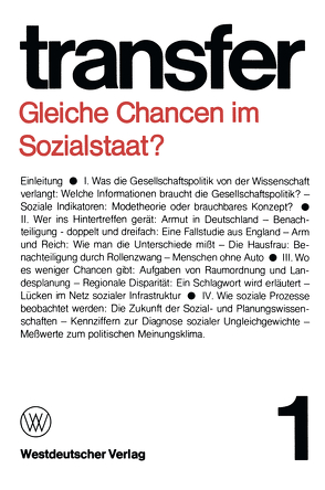 Gleiche Chancen im Sozialstaat? von Böhret,  Carl, Brewer,  Garry D., Brunner,  Ronald D., Ehrenberg,  Herbert, Liepelt,  Klaus, Spiegel,  Erika, Struve,  Günter