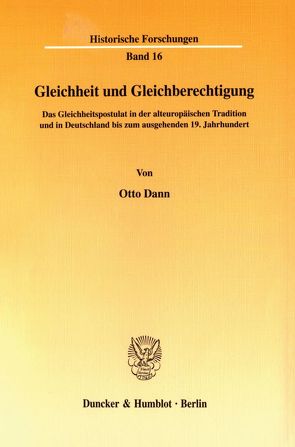 Gleichheit und Gleichberechtigung. von Dann,  Otto