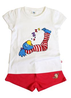 Globine Shorty Pyjama rot/weiss Globine schlafend 110/116