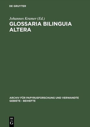 Glossaria bilinguia altera von Kramer,  Johannes