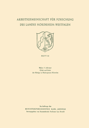 Glück und Ende der Könige in Shakespeares Historien von Schirmer,  Walter F.