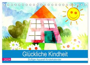 Glückliche Kindheit. Duftiger Aquarell Kinderkalender (Tischkalender 2024 DIN A5 quer), CALVENDO Monatskalender von Hurley,  Rose