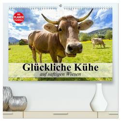 Glückliche Kühe auf saftigen Wiesen (hochwertiger Premium Wandkalender 2024 DIN A2 quer), Kunstdruck in Hochglanz von Stanzer,  Elisabeth