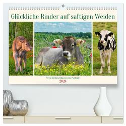 Glückliche Rinder auf saftigen Weiden (hochwertiger Premium Wandkalender 2024 DIN A2 quer), Kunstdruck in Hochglanz von Kleemann,  Claudia