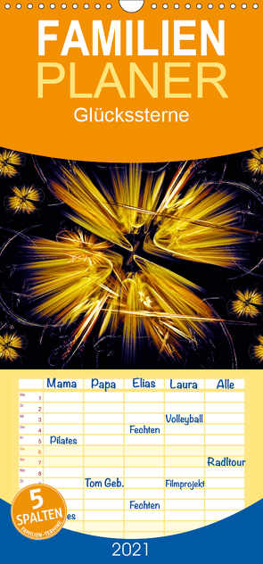 Glückssterne – Familienplaner hoch (Wandkalender 2021 , 21 cm x 45 cm, hoch) von Art-Motiva