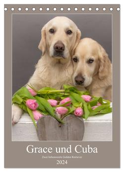 Grace und Cuba – Zwei liebenswerte Golden Retriever (Tischkalender 2024 DIN A5 hoch), CALVENDO Monatskalender von Bernhardt,  Jessica