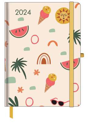 GreenLine Diary Happy Vibes 2024 – Buchkalender – Taschenkalender – 16×22