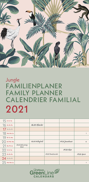 GreenLine Jungle 2021 Familienplaner – Wandkalender – Familien-Kalender – 22×45