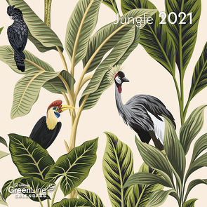 GreenLine Jungle 2021- Wand-Kalender – Mini-Broschürenkalender – 17,5×17,5 – 17,5×35 geöffnet