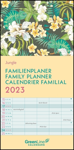 GreenLine Jungle 2023 Familienplaner – Wandkalender – Familien-Kalender – 22×45