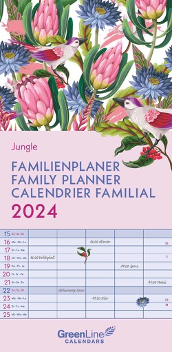 GreenLine Jungle 2024 Familienplaner – Wandkalender – Familien-Kalender – 22×45