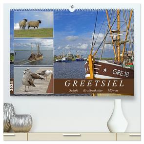 GREETSIEL – Schafe – Krabbenkutter – Möwen (hochwertiger Premium Wandkalender 2024 DIN A2 quer), Kunstdruck in Hochglanz von Braunleder,  Gisela