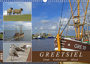 GREETSIEL – Schafe – Krabbenkutter – Möwen (Wandkalender 2023 DIN A3 quer) von Braunleder,  Gisela