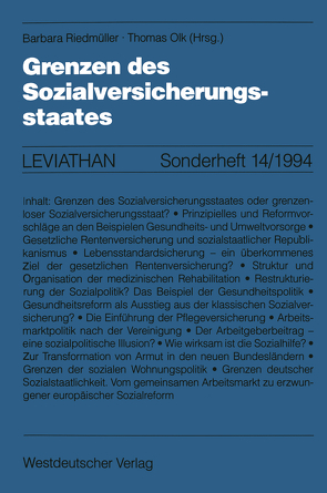 Grenzen des Sozialversicherungsstaates von Olk,  Thomas, Riedmüller,  Barbara