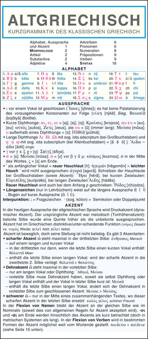 Leporello: Griechisch (Altgriechisch) Kurzgrammatik – Die komplette Grammatik im Überblick von Muchnová,  Dagmar, Souček,  Jan