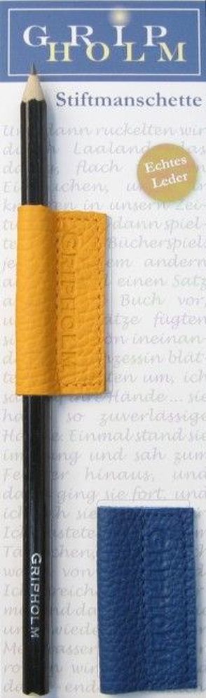 Gripholm Stiftmanschette aus Leder | 2er Set Blau-Gelb