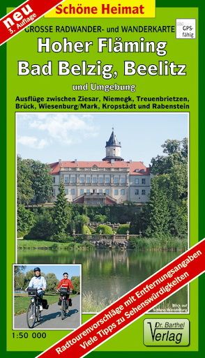 Große Radwander- und Wanderkarte Hoher Fläming, Bad Belzig, Beelitz und Umgebung