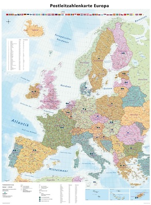 Große Postleitzahlenkarte von Europakarte mit Laminierung (beschreib- und abwischbar)