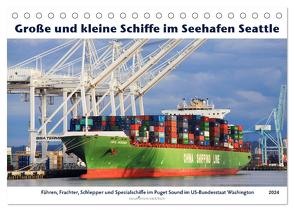 Große und kleine Schiffe im Seehafen Seattle (Tischkalender 2024 DIN A5 quer), CALVENDO Monatskalender von Thiem-Eberitsch,  Jana