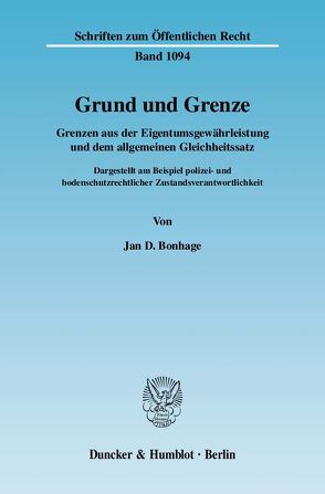 Grund und Grenze. von Bonhage,  Jan D.