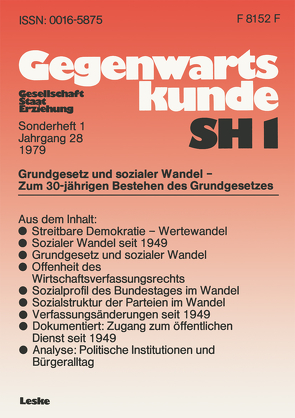 Grundgesetz und sozialer Wandel — zum 30. Jahrestag der Verfassung der Bundesrepublik Deutschland von Gagel,  Walter