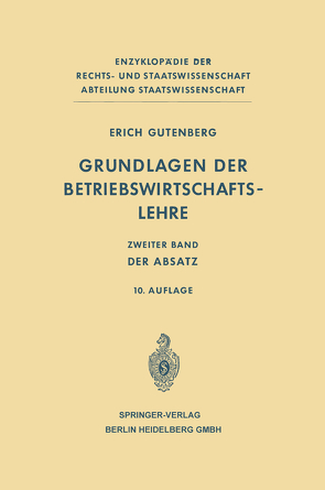 Grundlagen der Betriebswirtschaftslehre von Gutenberg,  Erich